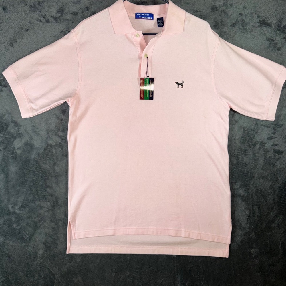 NWT Mens Medium Volunteer Traditions Polo Shirt Pink New Pique Cotton NEW W TAGS